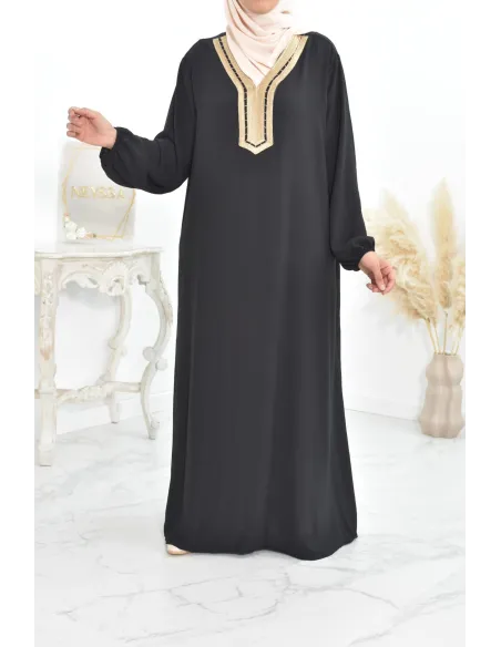 Robe abaya style oriental avec sfifa au quotdien et fête de l'Aïd