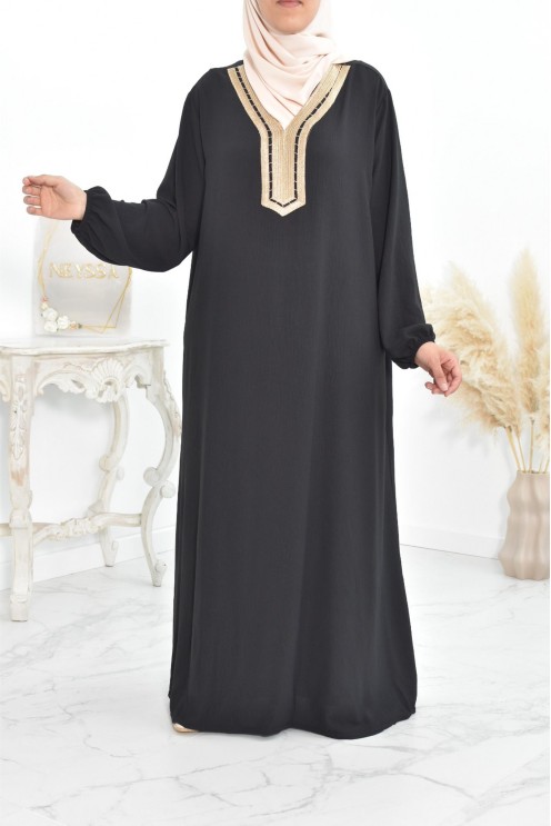 Robe abaya style oriental avec sfifa au quotdien et fête de l'Aïd
