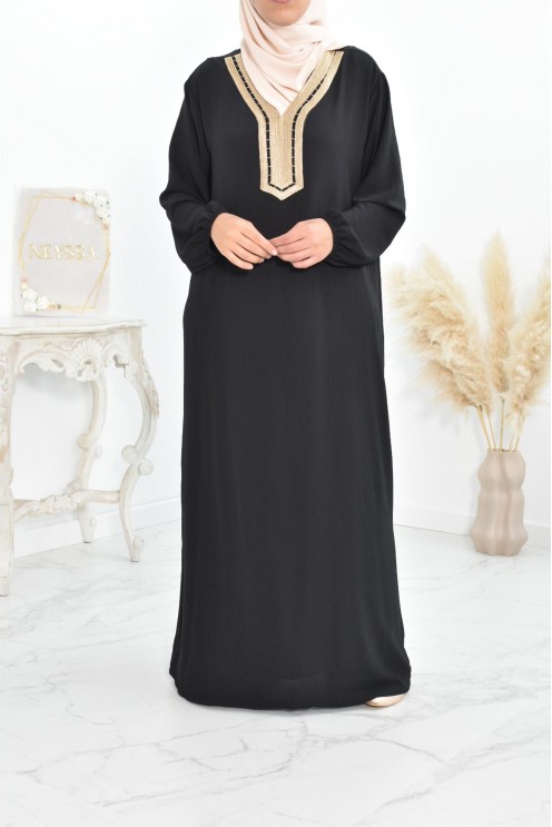 Robe abaya style oriental avec sfifa au quotdien et fête de l'Aïd
