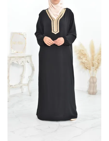 Robe abaya style oriental avec sfifa au quotdien et fête de l'Aïd