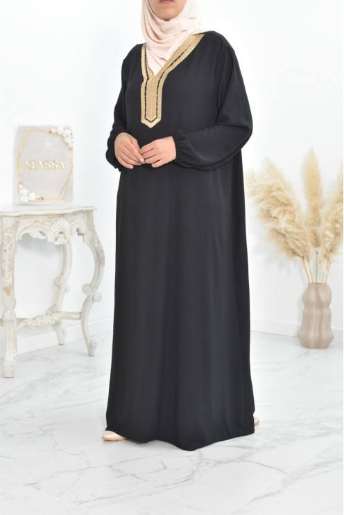 Robe abaya style oriental avec sfifa au quotdien et fête de l'Aïd