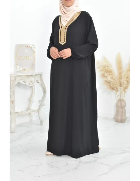 Robe abaya style oriental avec sfifa au quotdien et fête de l'Aïd