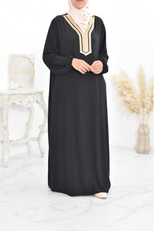 Robe abaya style oriental avec sfifa au quotdien et fête de l'Aïd