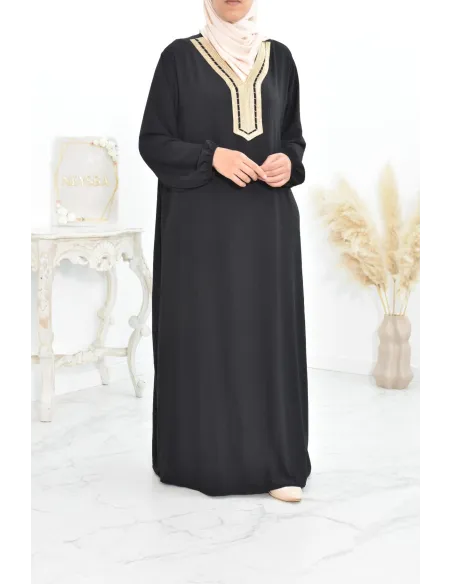 Robe abaya style oriental avec sfifa au quotdien et fête de l'Aïd