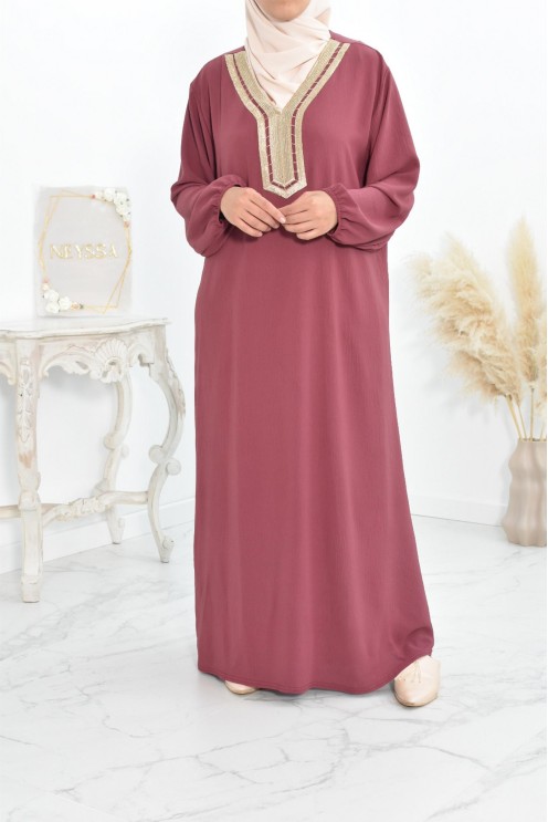 Robe abaya style oriental avec sfifa au quotdien et fête de l'Aïd