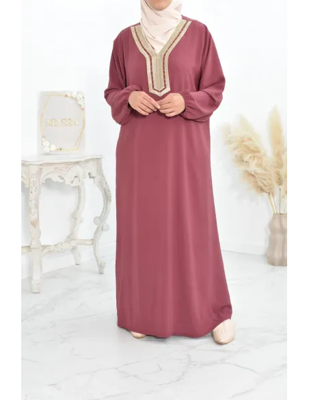 Robe abaya style oriental avec sfifa au quotdien et fête de l'Aïd