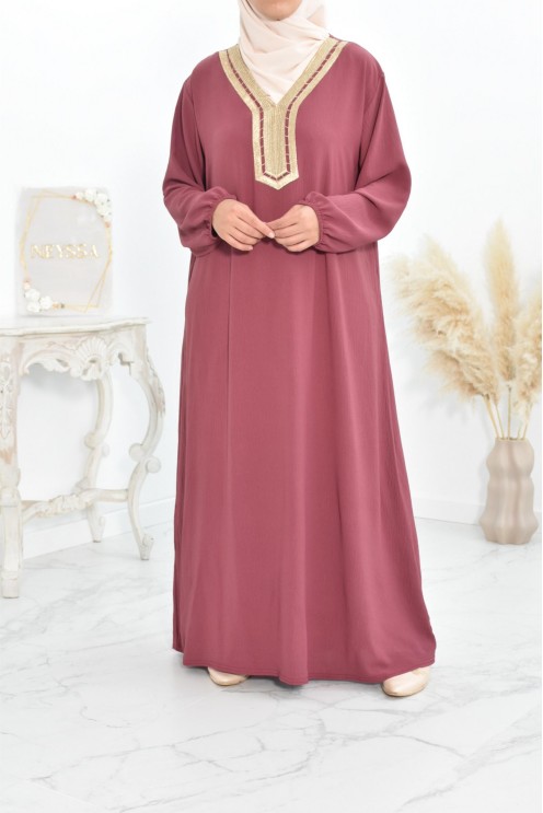 Robe abaya style oriental avec sfifa au quotdien et fête de l'Aïd