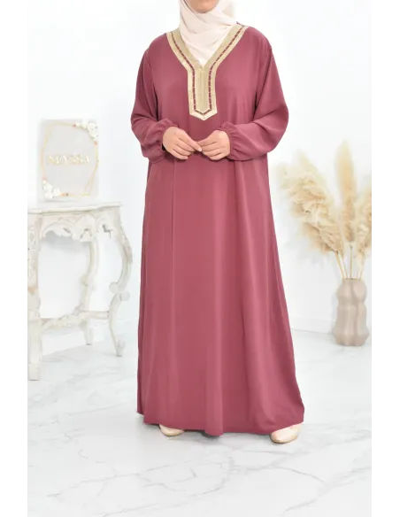 Robe abaya style oriental avec sfifa au quotdien et fête de l'Aïd