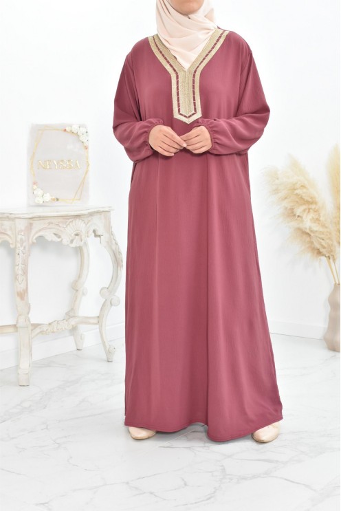 Robe abaya style oriental avec sfifa au quotdien et fête de l'Aïd