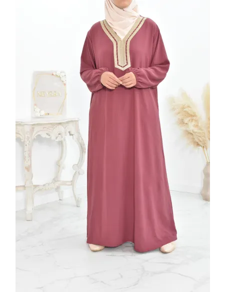 Robe abaya style oriental avec sfifa au quotdien et fête de l'Aïd