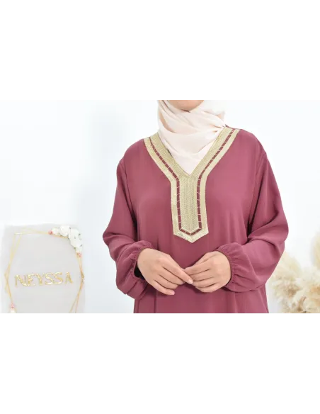 Robe abaya style oriental avec sfifa au quotdien et fête de l'Aïd