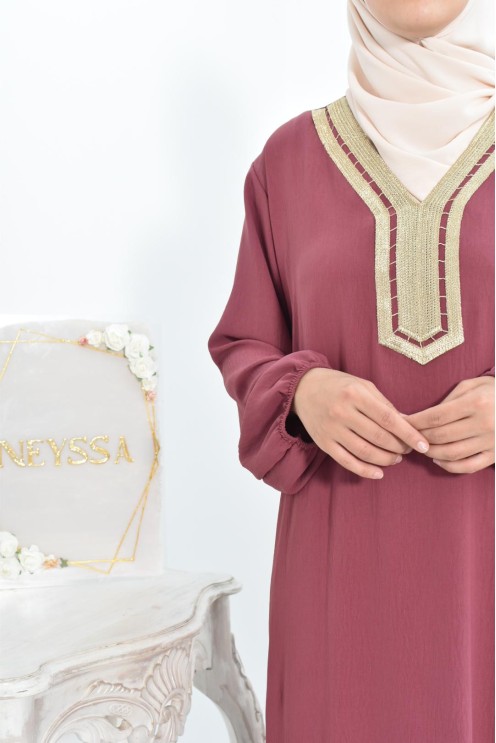 Robe abaya style oriental avec sfifa au quotdien et fête de l'Aïd