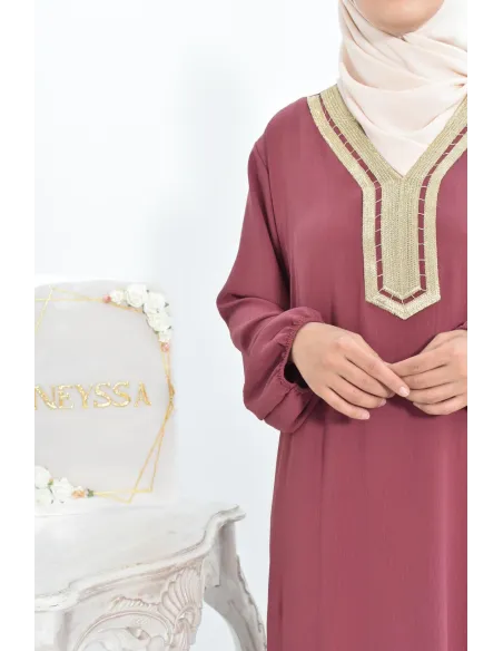 Robe abaya style oriental avec sfifa au quotdien et fête de l'Aïd