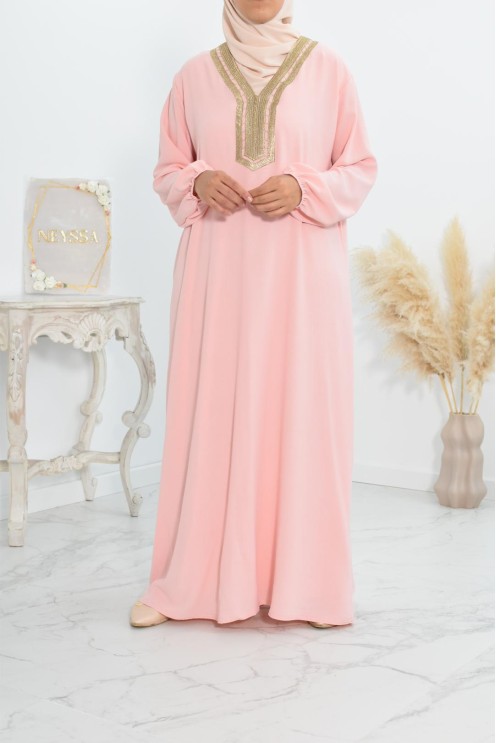 Robe abaya style oriental avec sfifa au quotdien et fête de l'Aïd