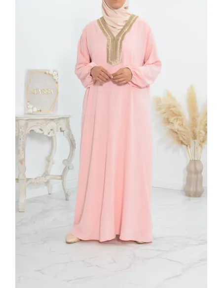 Robe abaya style oriental avec sfifa au quotdien et fête de l'Aïd