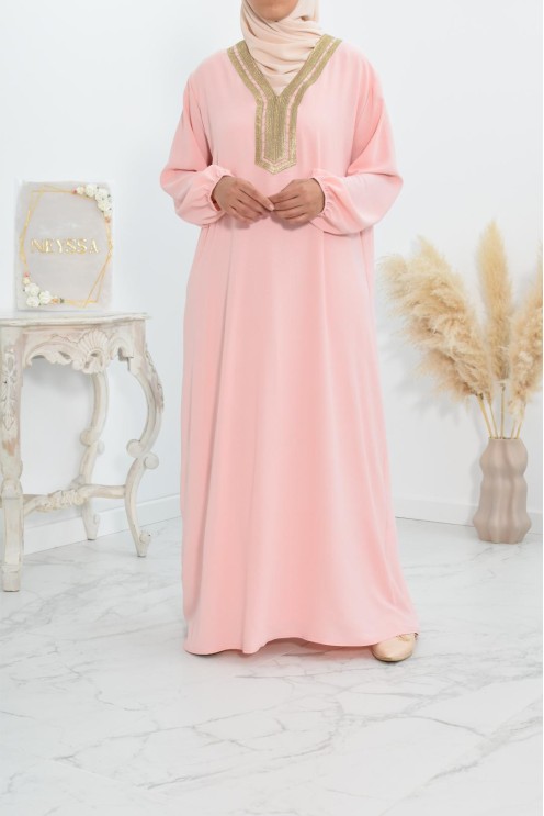 Robe abaya style oriental avec sfifa au quotdien et fête de l'Aïd