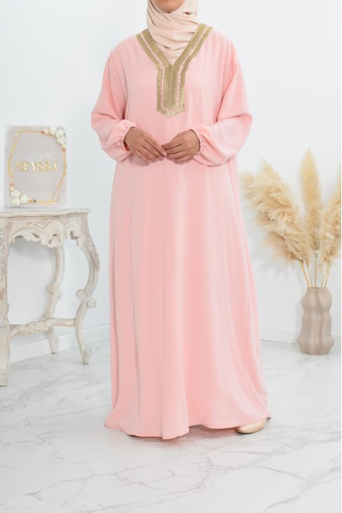 Robe abaya style oriental avec sfifa au quotdien et fête de l'Aïd