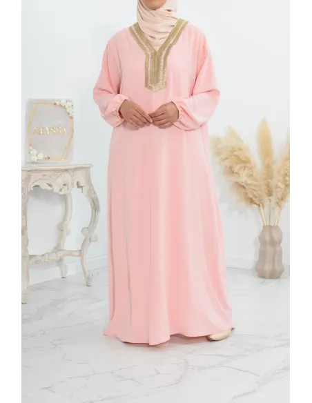 Robe abaya style oriental avec sfifa au quotdien et fête de l'Aïd