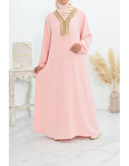 Robe abaya style oriental avec sfifa au quotdien et fête de l'Aïd