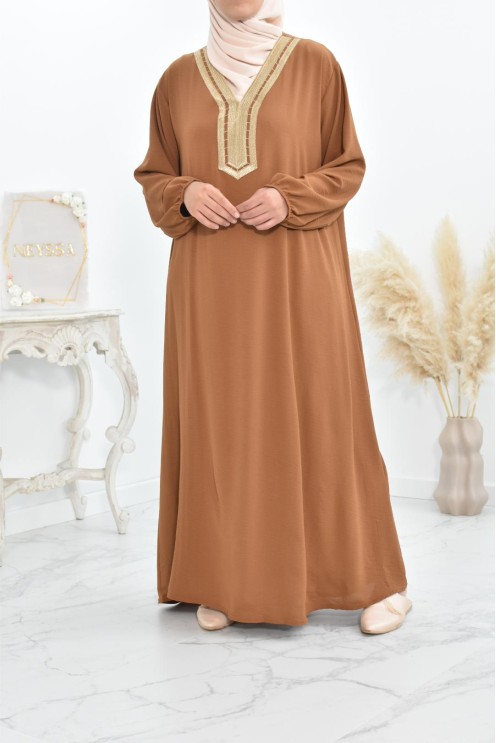 Robe abaya style oriental avec sfifa au quotdien et fête de l'Aïd
