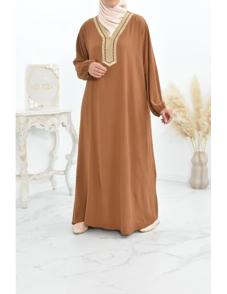 Robe abaya style oriental avec sfifa au quotdien et fête de l'Aïd