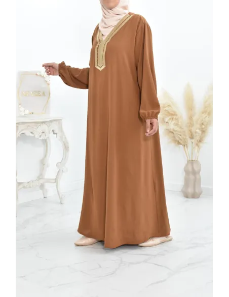 Robe abaya style oriental avec sfifa au quotdien et fête de l'Aïd