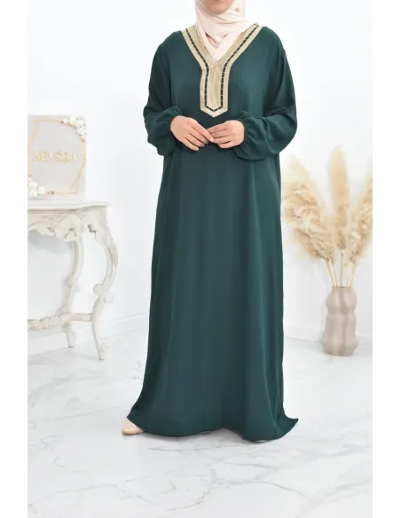 Robe abaya style oriental avec sfifa au quotdien et fête de l'Aïd