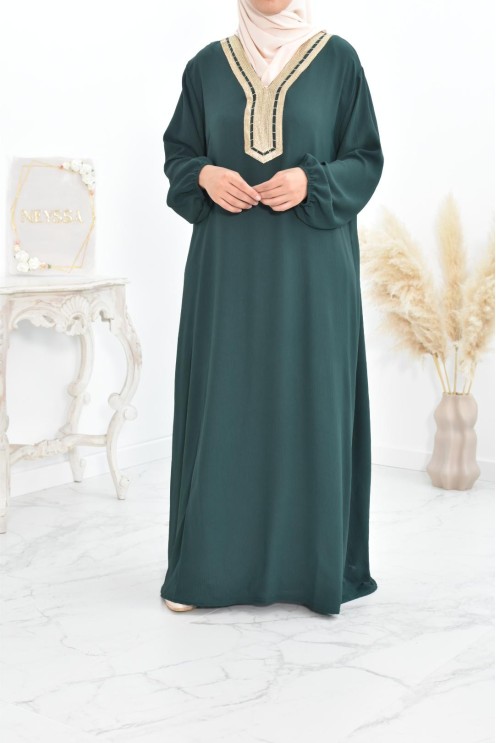 Robe abaya style oriental avec sfifa au quotdien et fête de l'Aïd