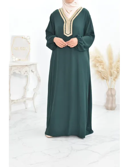 Robe abaya style oriental avec sfifa au quotdien et fête de l'Aïd