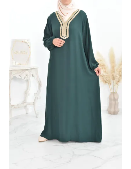 Robe abaya style oriental avec sfifa au quotdien et fête de l'Aïd