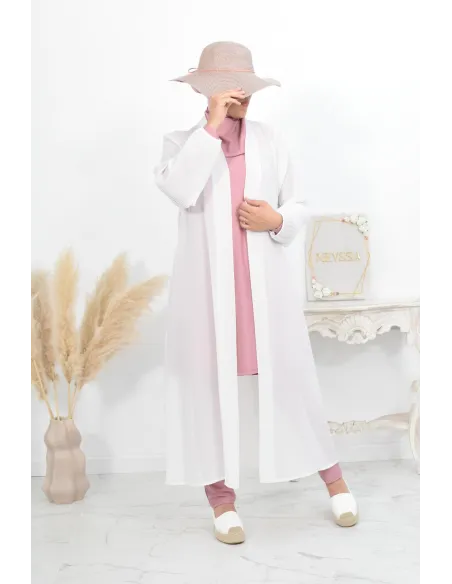 Kimono long léger mastour d'été pour femme voilée manches plissées