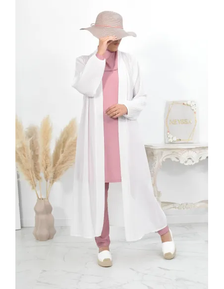 Kimono long léger mastour d'été pour femme voilée manches plissées