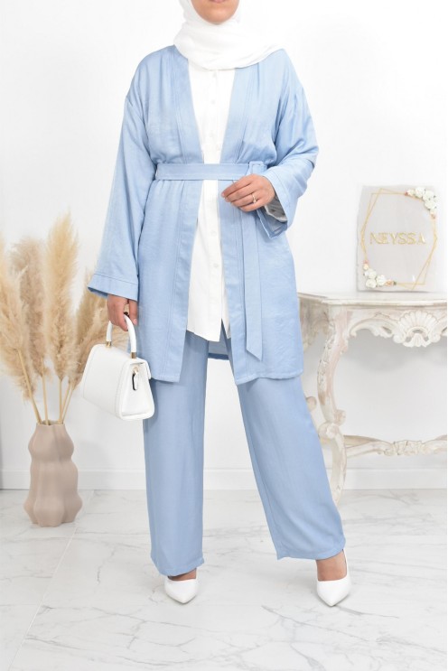 Ensemble pantalon et kimono modeste chic femme musulmane.