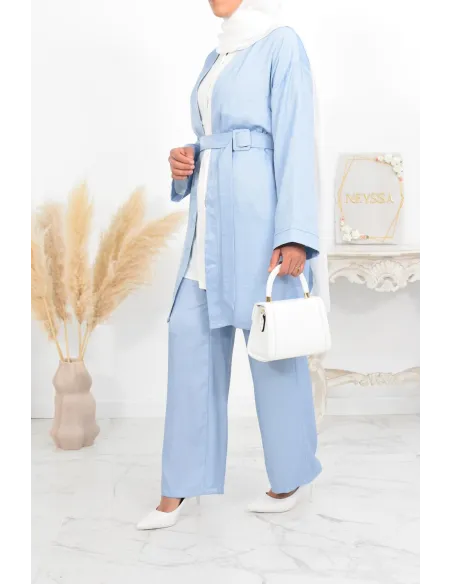 Ensemble pantalon et kimono modeste chic femme musulmane.