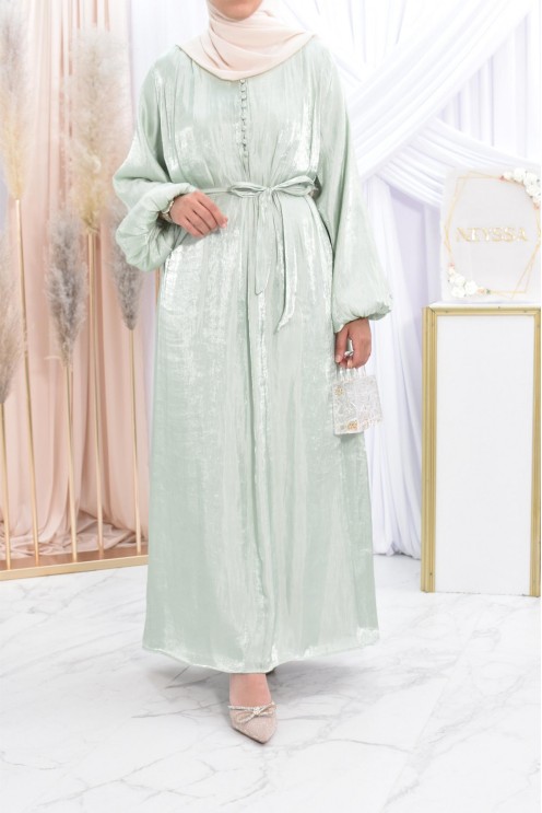 Longue robe en organza pour festivité Aïd ou mariage. 