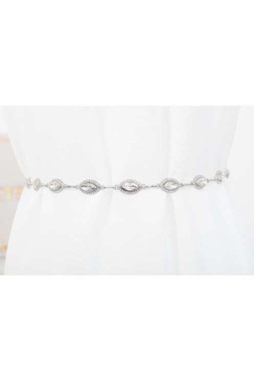 Ceinture métallique avec pierre brillante ajustable grâce aux chaînes