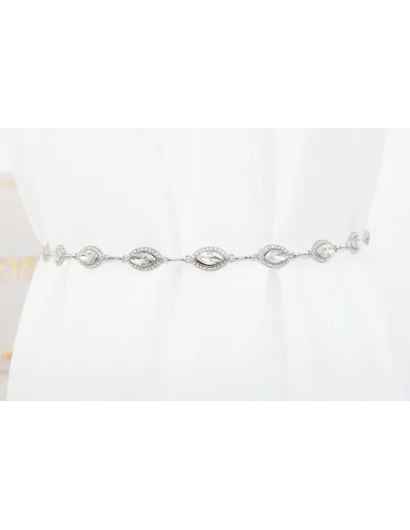 Ceinture métallique avec pierre brillante ajustable grâce aux chaînes