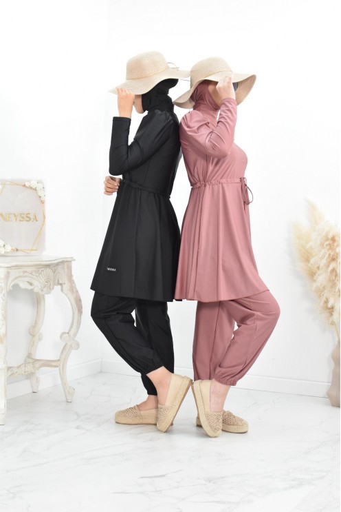 Burkini long coupe évasée, maillot de bain femme voilée musulmane