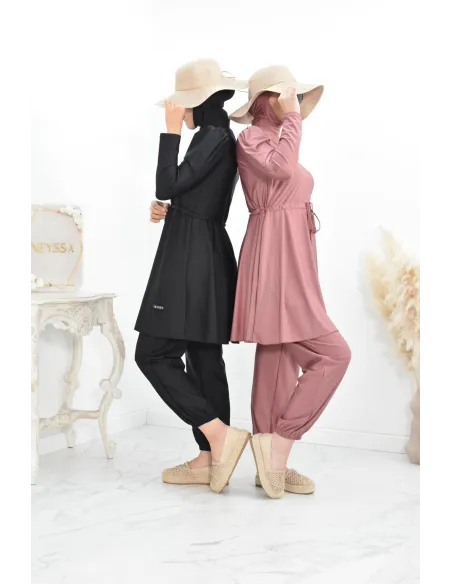 Burkini long coupe évasée, maillot de bain femme voilée musulmane