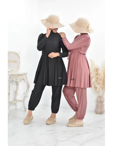 Burkini long coupe évasée, maillot de bain femme voilée musulmane