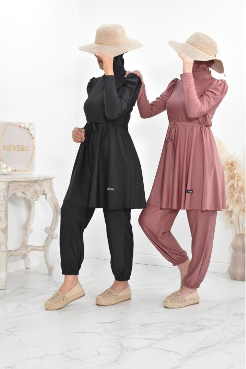 Burkini long coupe évasée, maillot de bain femme voilée musulmane