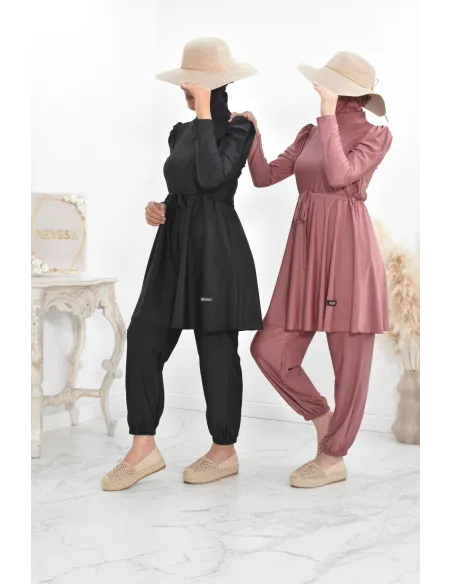 Burkini long coupe évasée, maillot de bain femme voilée musulmane