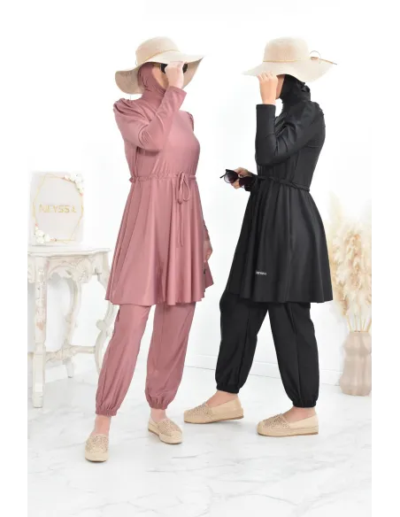 Burkini long coupe évasée, maillot de bain femme voilée musulmane