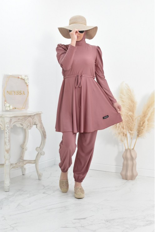 Burkini long coupe évasée, maillot de bain femme voilée musulmane