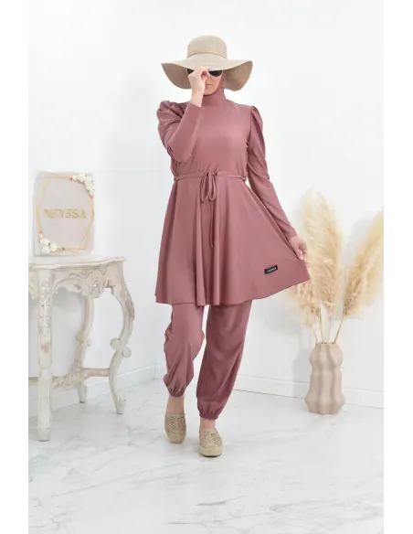 Burkini long coupe évasée, maillot de bain femme voilée musulmane