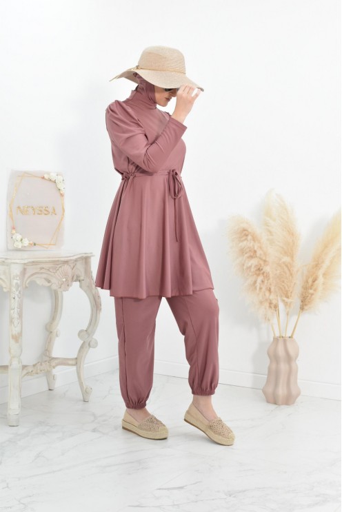 Burkini long coupe évasée, maillot de bain femme voilée musulmane