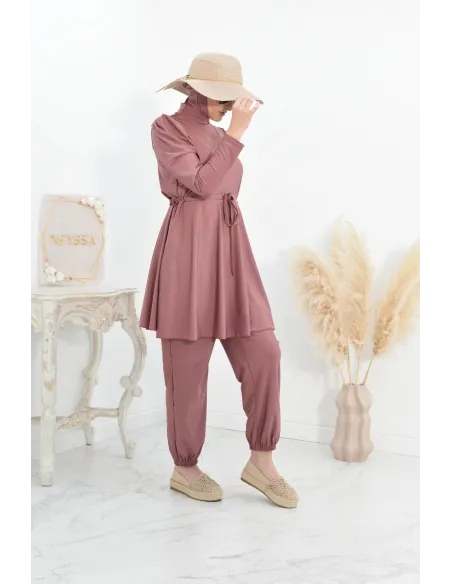 Burkini long coupe évasée, maillot de bain femme voilée musulmane