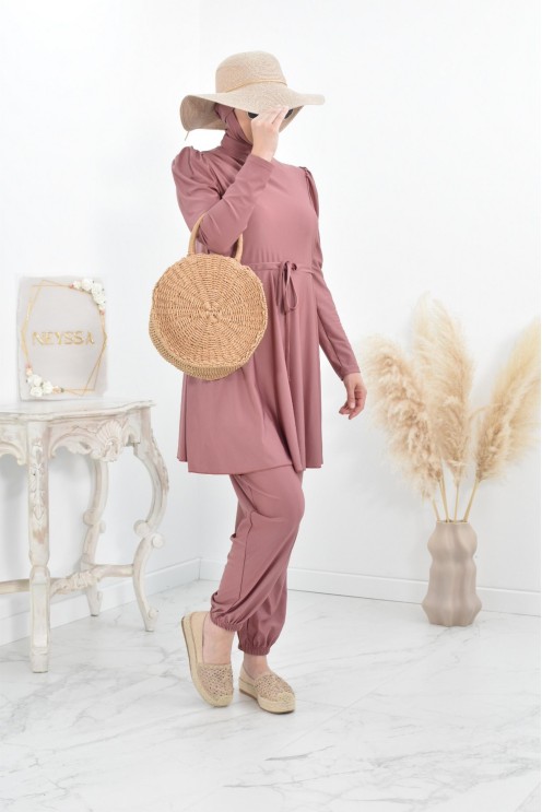 Burkini long coupe évasée, maillot de bain femme voilée musulmane