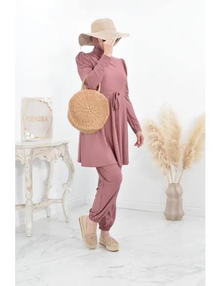 Burkini long coupe évasée, maillot de bain femme voilée musulmane