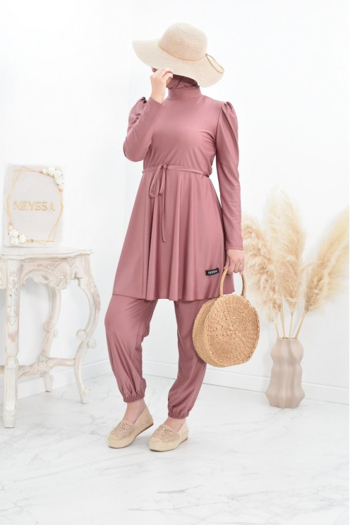 Burkini long coupe évasée, maillot de bain femme voilée musulmane